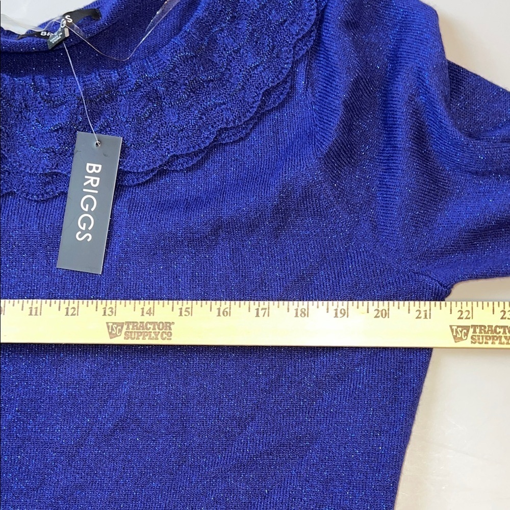Briggs New York Royal Sapphire Blue Blouse with Scalloped Collar L - Picture 6 of 7